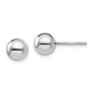 7mm Hollow Ball Post Earrings in Rhodium Plated Sterling Silver